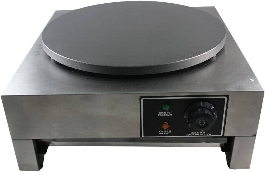 16" Commercial Electric Crepe Maker, 3000W Pancake Baking Machine Non-Stick Electric Crepe Pan Single Hotplate Adjustable Temperature 50-300℃(122-572℉) with Batter Spreader for Tortilla