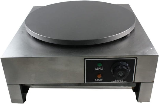 16" Commercial Electric Crepe Maker, 3000W Pancake Baking Machine Non-Stick Electric Crepe Pan Single Hotplate Adjustable Temperature 50-300℃(122-572℉) with Batter Spreader for Tortilla