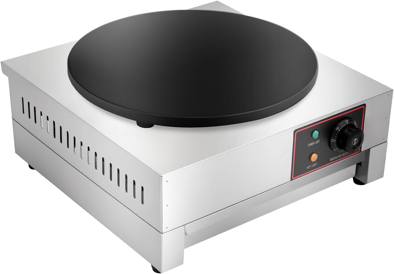 1700W 16-Inch Electric Crepe Maker, Commercial Electric Crepe Maker Pancake Machine, Nonstick Stainless Steel, Desktop Circular Cereals Pancake Stove with Temp Control