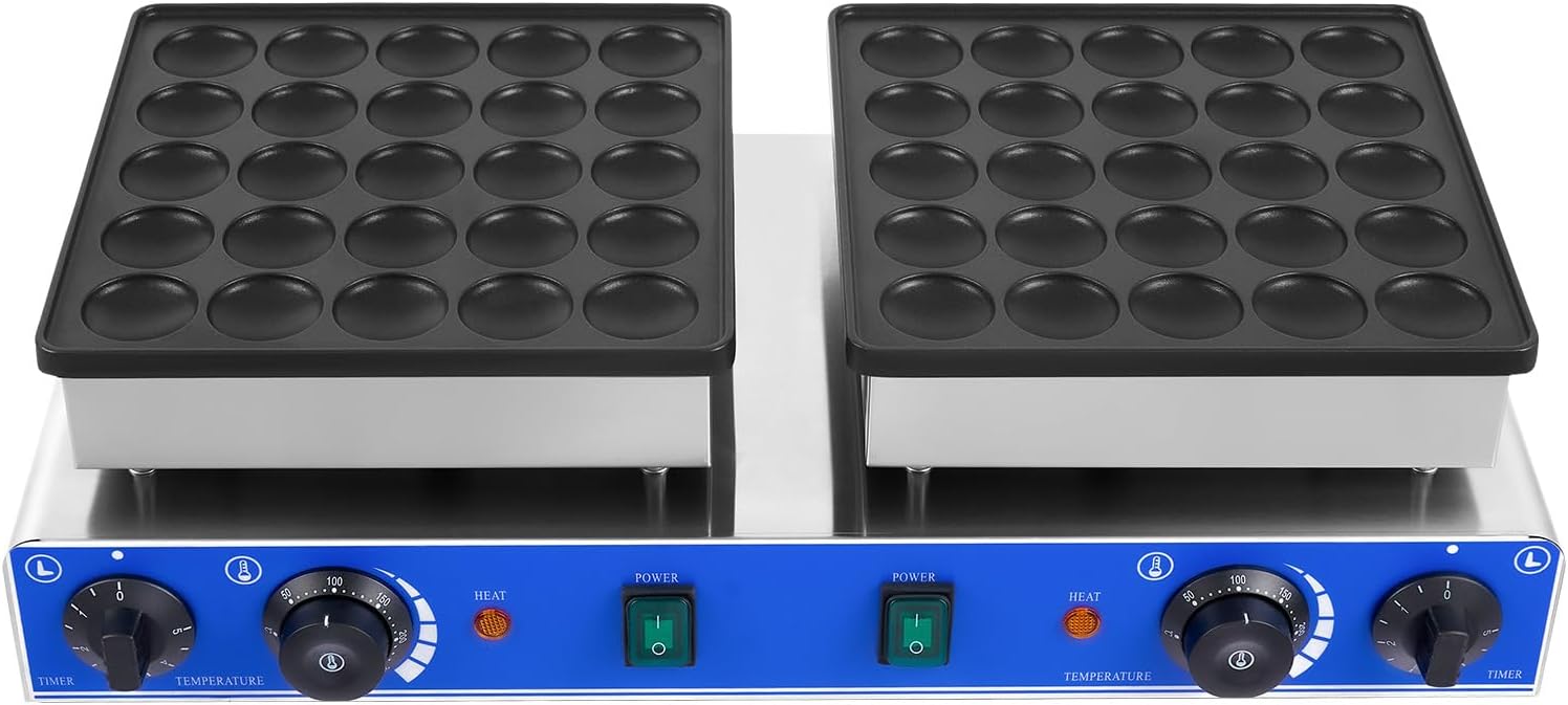 Mini Pancake Maker Machine, 1700W 50PCS (1.6-inch) Commercial Electric waffle Maker Machine, Pancake Maker Machine with Non-Stick Coating, Temperature & Time Adjustable, for Kitchen Restaurant