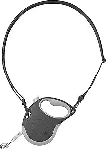 Upgraded Retractable Dog/Cat/Pet Leash with Crossbody Strap - 5 meters/16 feet, Black | Hands Free, Wearable | Durable Ergonomic One Handed Brake, Pause, Lock | Tangle Free Truelove (Medium)