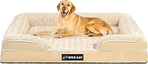 Orthopedic Dog Bed for Large Medium Sized, Washable Memory Foam Large Dog Bed, Durable Medium Pet Sofa with Removable Cover, Washable Waterproof Pet Couch Beds(Beige, XL)