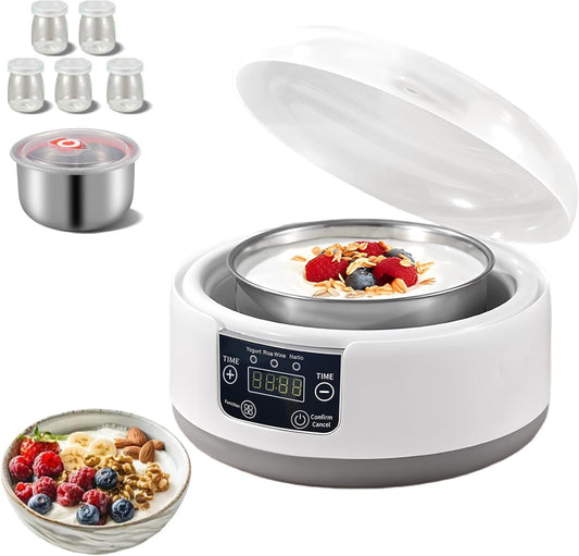 Electric Yogurt Maker Fermentation Machine Large Capacity Effortless Constant Temperature Control Automatic Yogurt Maker Machine (1+5 Glass)
