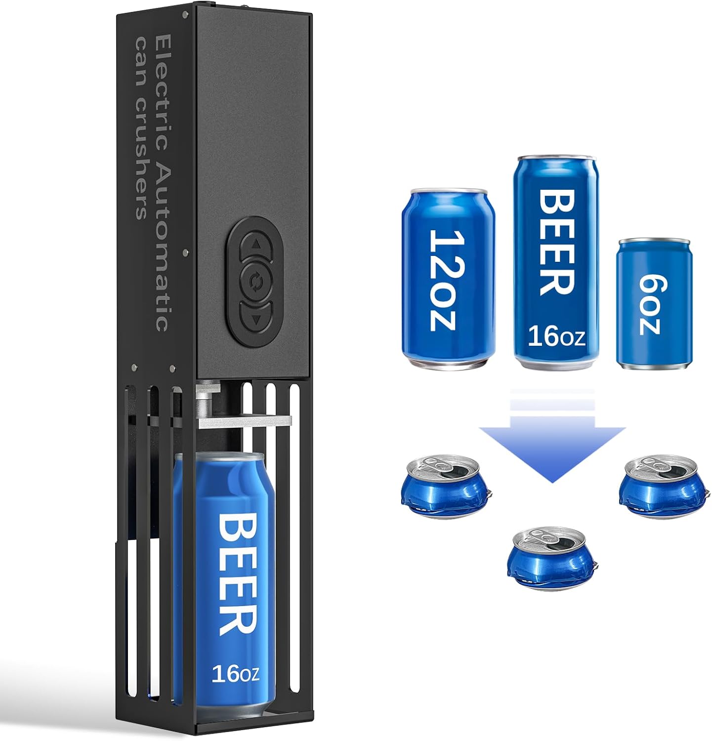 YOTAN Automatic Can Crusher, 8oz&12oz&16oz Electric Can Crushers for Recycling Wall Mounted, Aluminum Can Crusher Electric, Can Trash Compactor for Aluminum Seltzer, Soda, Beer Cans and Bottles