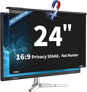 24 Inch Magnetic Privacy Screen for Monitor, Ultra-Thin Anti-Spy Computer Monitor Filter with Blue Light Reduction, Anti-Glare & Easy Installation, 16:9 FHD Compatible with 24-Inch Desktop