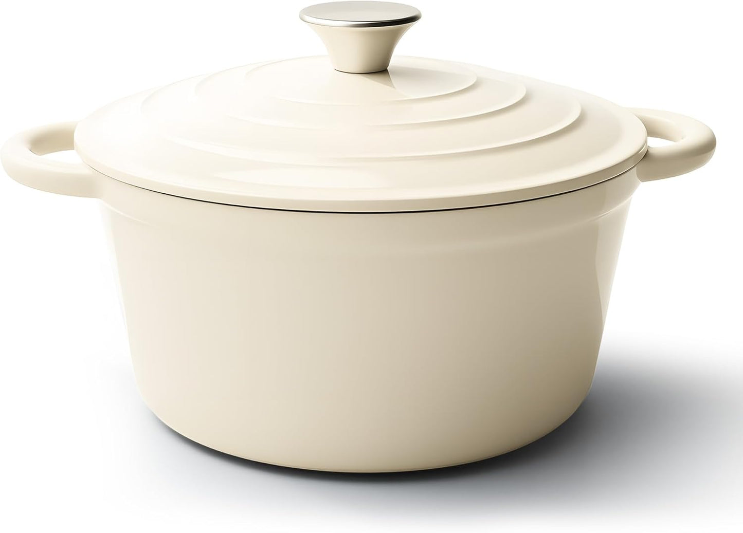6 Quart Dutch Oven Pot with Lid, Non Stick Enameled Cast Iron Dutch Oven for Bread Baking, Heavy-Duty, Oven Safe Ceramic Cookware Up to 500°F for Baking, Braising, Stews, Roasting, Beige