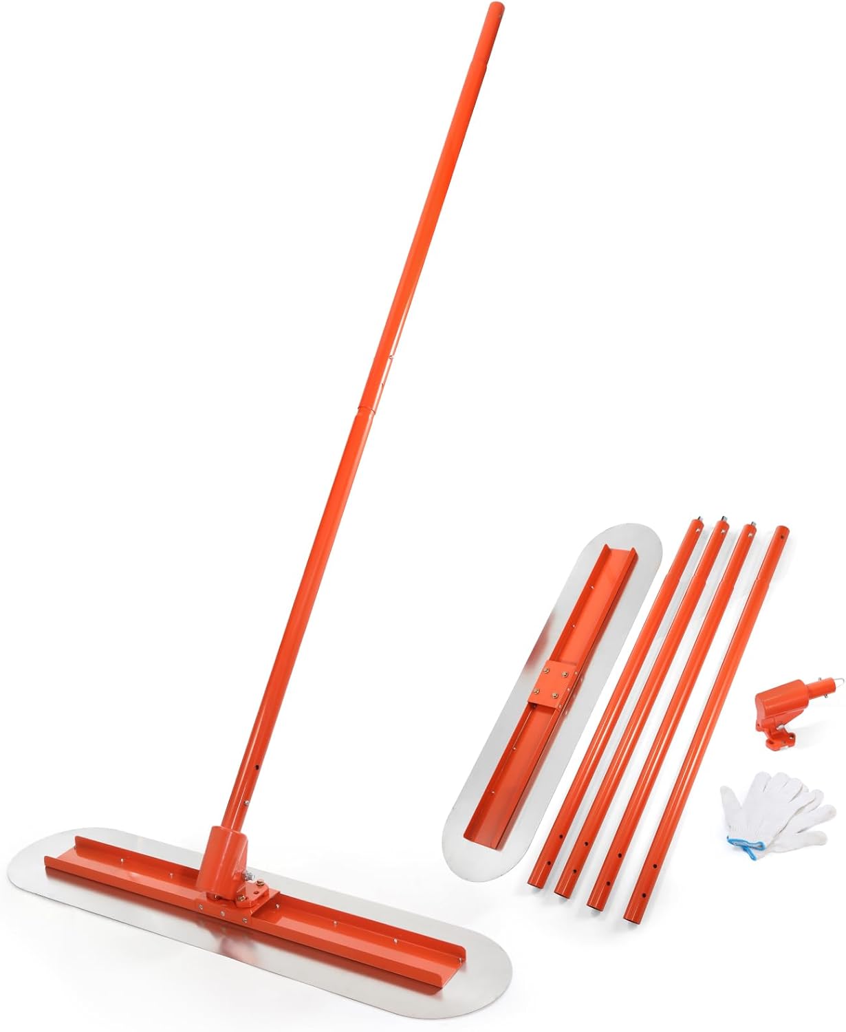 BEAMNOVA Bull Float with 48 * 12 Inches Stainless Steel Scraper Concrete Trowel 181 in Cement Extension Rod Concrete Finishing Tools Kit