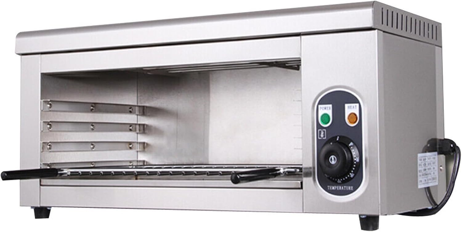 Salamander Broiler Countertop Grill, Stainless Steel Electric Cheese Melter with Pair of Gloves for Restaurant Kitchen Home Toast Sandwiches Commercial BBQ Gril 1500W 110V