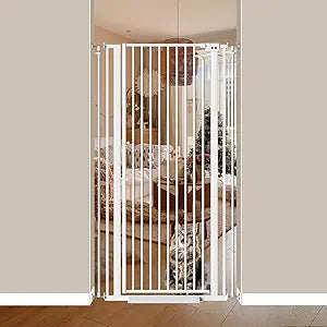 57" Extra Tall Cat Gate for Doorways, 29.14'' - 33.86'' Wide High Pressure Mounted Dog Gate, Tall Pet Gates for Doorways No Drilling, Auto Close Safety Baby Gates for Dogs Cats(White)