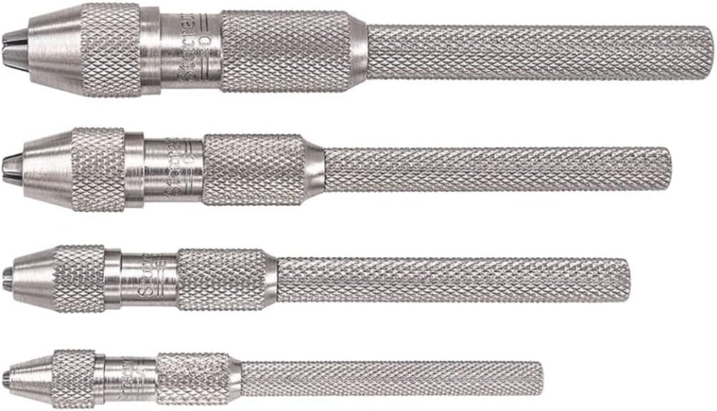 Starrett Pin Vise Set with Knurled Handles, Smaller Body Diameter, and Special Tapered Collet for Maximum Clamping Surface - 0-.187" Range - 4-Pack - S162Z