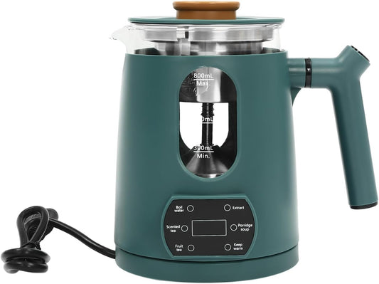 27oz Capacity Electric Kettle, 600W Anti-dry Burn Protection Tea Maker, 110V High Borosilicate Glass Kettle with Stainless Steel Filter & Digital Display for Coffee Tea and Hot Drinks