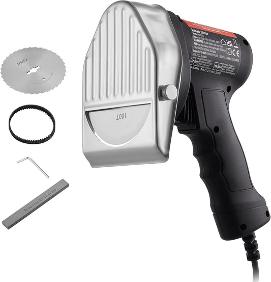 VEVOR Electric Shawarma Knife, 80W Professional Turkish Kebab Knife, Commercial Stainless Steel Gyro Cutter, Doner Kebab Meat Slicer with 2 Blades, Φ4\/100mm Blade Diameter, 0-8mm Adjustable Thickness