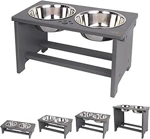 HTB Elevated Dog Bowls,Raised Dog Bowl Stand with 2 Stainless Steel Bowls,Elevated Raised Pet Bowls for Large Medium Small Sized Dogs