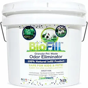 BioTurf Granular Turf Infill â€“ Yard Odor Eliminator for Artificial Grass & Dog Runs â€“ Natural Turf Deodorizer for Pet Urine & Feces Neutralizer â€“ Safe for Kids & Pets â€“ 1 Gallon Pail