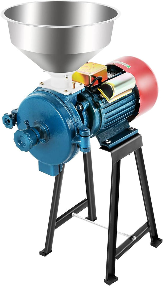 2200W Electric Grain Grinder Mill, 110V Commercial Dry Grinder for Corn Rice Wheat Spices Coffee, 60-120lbs\/h Stainless Steel Mill with Adjustable Knob, for Home Kitchen Pharmacy Supermarket Use