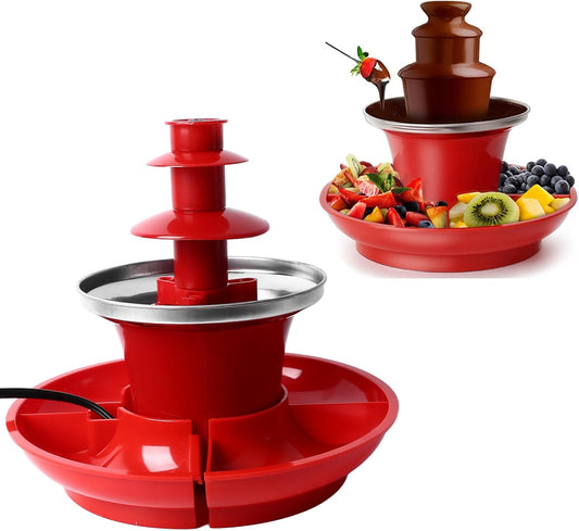 Jiawu Chocolate Sauce Fountain Machine, 3 Tiers Mini Electric Melting Machine with Detachable Serving Tray for Parties, Wedding, Chocolate Sauce, BBQ Sauce, Ranch, Liqueurs