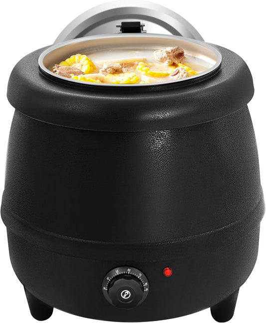 10.5QT Commercial Soup Kettle Warmer with Hanging Lid and Detachable Insert,Stainless Steel Electric Pot Countertop Food Warmer,Heating Boiler Pot for Kitchen,Restaurant,Party (400W 110V)