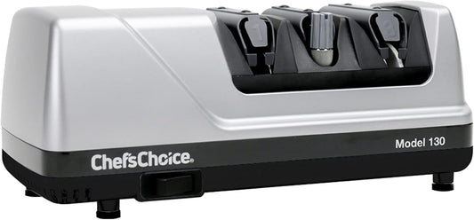 Chef\u2019sChoice Professional Electric Knife Sharpeners Sharpening Station With 100-Percent Diamond Abrasives And Precision Angle Guides For 20-Degree Straight-Edge and Serrated Knives, 3-Stage, Silver