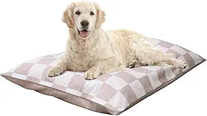 Large Dog Bed with Removable Washable Cover for Large Dogs Deluxe Plush Dog Crate Beds Comfy Kennel Pad Waterproof Lining and Blue Gel Memory Foam Memory Foamï¼ˆBrown 40.2 * 30 * 4inï¼‰