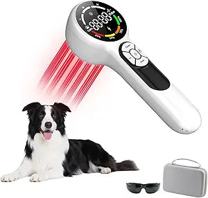 16*650nm & 8*808nm Cold Laser Therapy Device for Dog Cat, 5200mAh Portable Near Red Light Laser Therapy with Protective Cover, Puppy LLLT Pet Treatment Machine for Muscle Pain Relief & Improve Healing