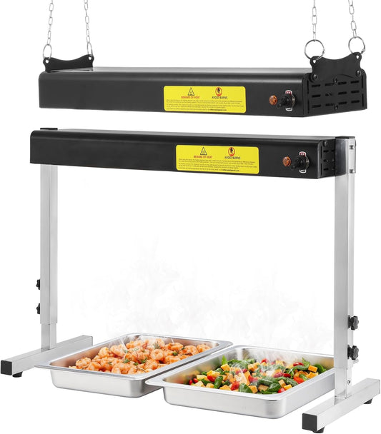 Hiteemer 24-Inch Food Heat Lamp, 750W Commercial Food Warmer Lamp Electric Strip Heater Overhead Stainless Steel Heat Lamps for Buffet Restaurant Parties Catering, Black 115V