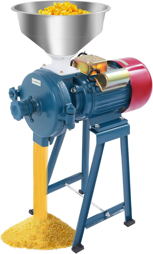 220V Electric Grain Mill Grinder, 2200W Commercial Corn Grinder with Funnel, Spice Grinders for Wheat, Rice, Cereals