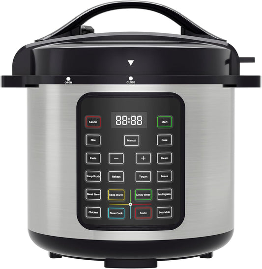16-in-1 Electric Pressure Cooker, 8QT Multi Electric Cookers, Slow Cooker, Rice Cooker, Steamer, Sauté, Yogurt Maker, Warmer & Sterilizer, Stainless Steel