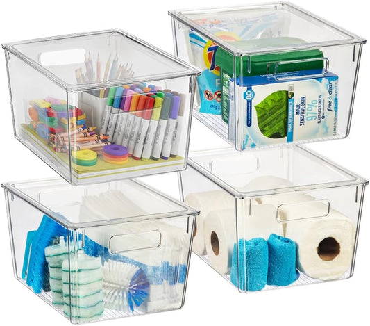 ClearSpace Plastic Storage Bins with Lids X-Large \u2013 Perfect Kitchen Organization, Desk Organizer or Pantry Storage \u2013 Desktop Organizer, Pantry Organization and Storage Bins, Cabinet Organizers