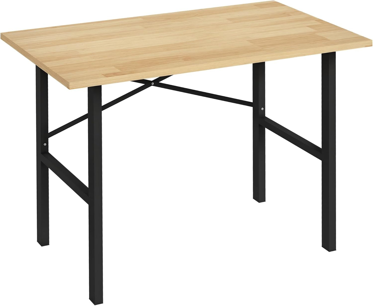 HOMCOM 46" L x 28" W Solid Wood Work Bench, Tool Table for Garage with X-Shape Bracket for High Stability, and Large Tabletop, Natural Wood