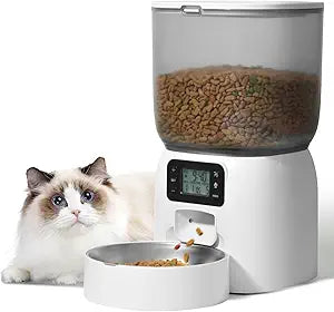Automatic Cat Feeder, 3L Cat Food Dispenser with 10s Voice Recorder, Pet Feeder up to 8 Meals per Day, Timed Dog Feeder