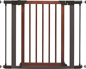 MidWest Homes for Pets 29-Inch Tall Pet Gate with Textured Graphite Frame and Decorative Wood Door, Expands to 38 Inches Wide, Includes 3-inch Extensions