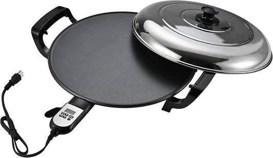 18.5" Electric Griddle for Teff Pancakes, Injera, Anjero, Crepe, Lefse, Mogogo & Mitad - Adjustable Digital Heat Control, Even Heat Distribution, Non-Stick Surface