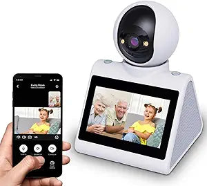 Indoor Home Security Camera,Pet Dog Camera,Two Way Video Camera with 4.3inch Big Screen,Nanny cam, Monitor for Baby/Elder/Nanny/Dog/pet with Phone App Dome Camera(Button Calling Version)