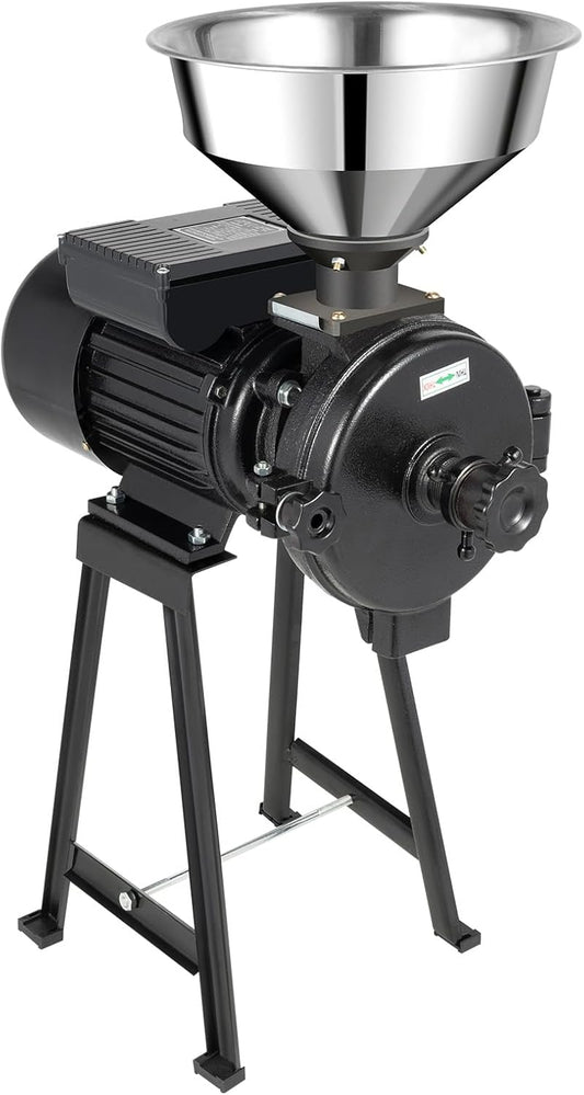 Electric Grain Mill Grinder 1500W 110V Commercial Corn Mill Heavy Duty Grain Grinder with Stainless Steel Funnel,Feed Dry Grinding Machine Spice Cereal Wheat Flour Milling Machine for Home,Commercial