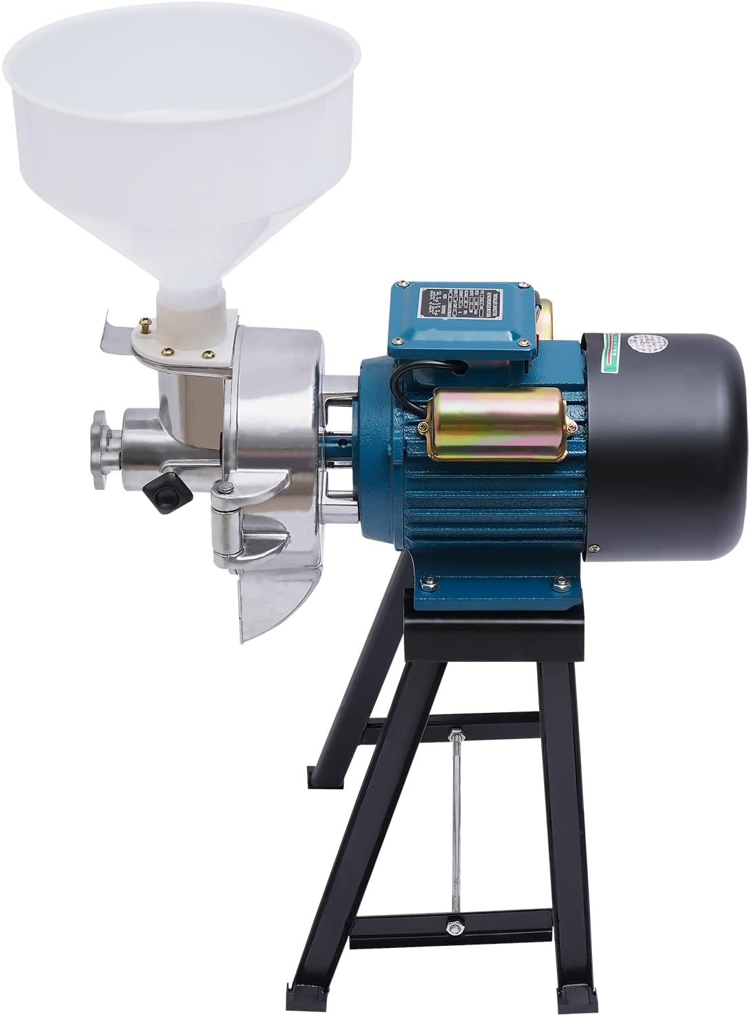 110V Electric Grain Mills, 2200W Wet Mill Grinder with Funnel, Soymilk Corn Rice Grain Coffee Bean Grinding Machine for Commerical and Home Use,1400RPM