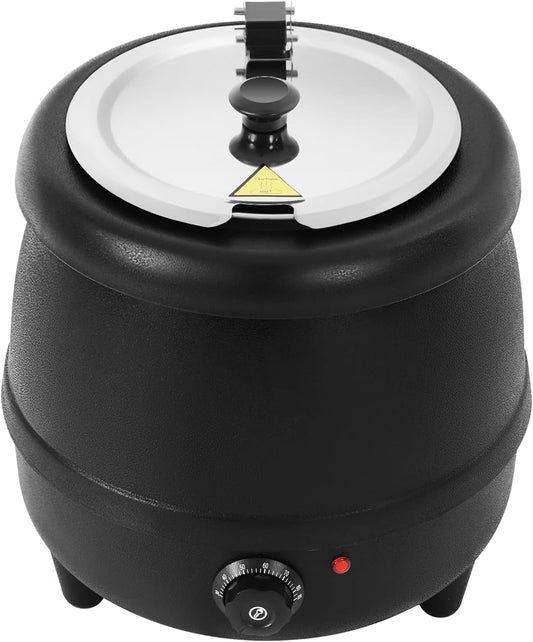 10.5Qt Soup Warmer with Removable 201 Stainless Steel Liner – Electric Countertop Food Warming Pot, Auto Shut-Off for Restaurant, Hotel, Home Use, Black