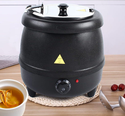 10.5QT/10L Commercial Electric Soup Warmer,400W Soup Kettle,Restaurant Soup Pot,Stainless Steel Hinged Lid and Detachable Insert Pot,Countertop Food Kettle Warmer for Family Gathering