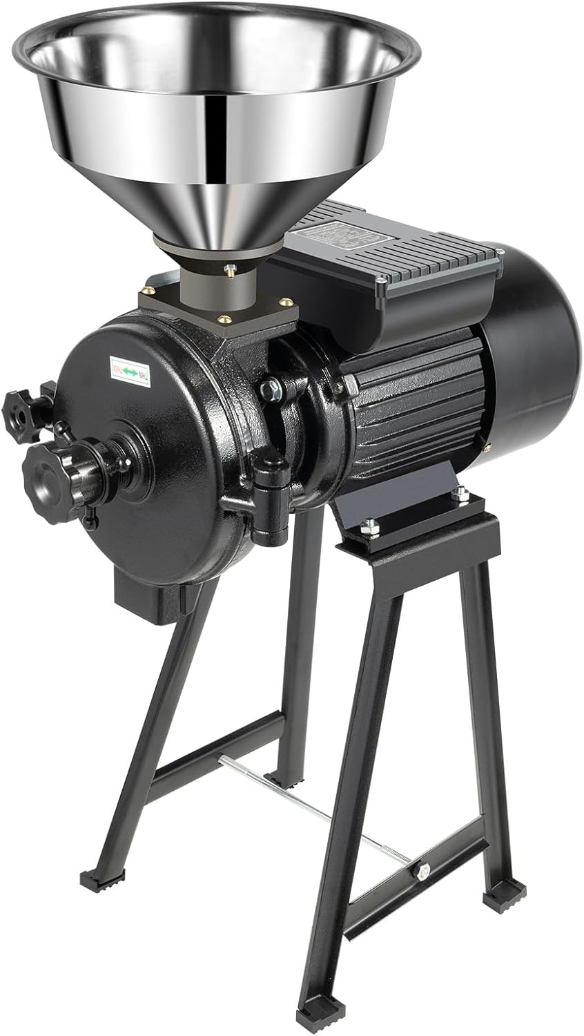 Electric Grain Mill Grinder 1500W 110V Commercial Corn Mill Heavy Duty Grain Grinder with Stainless Steel Funnel,Feed Dry Grinding Machine Spice Cereal Wheat Flour Mill Grinders for Home,Commercial