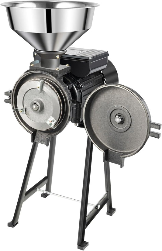 1500W Commercial Electric Grain Grinder Mill,110V Corn Grinder Mill with Funnel,1400R/Min Wet Dry Cereals Grinders Wheat Grinders for Making Flour,Pellet Mills Cereals,Spices(Shipped in 2 Parcel)