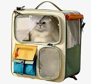 Tristan Home Pet Carrier Backpack with Ventilation Windows, Multiple Storage Pockets, 42x37x27cm, Large, Weight Limit 25lbs, Multicoloured