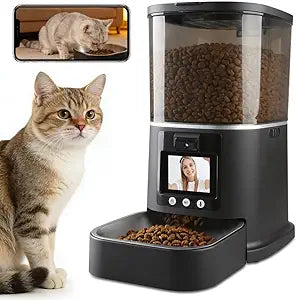 5L Automatic Cat Feeder with Camera, Two-Way Video 3MP HD & Audio, 5G WiFi Automatic Dog Feeder with Night Vision, Cat Food Dispenser with Dog Food Container for Multiple Pets