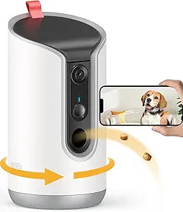2K Pet Camera Treat Dispenser, 360Â°View Dog Camera with Phone App, 5G&2.4G WiFi 2-Way Talk Pet Cam Indoor for Cats Remote Treat Tossing, Motion Alerts, Auto Tracking