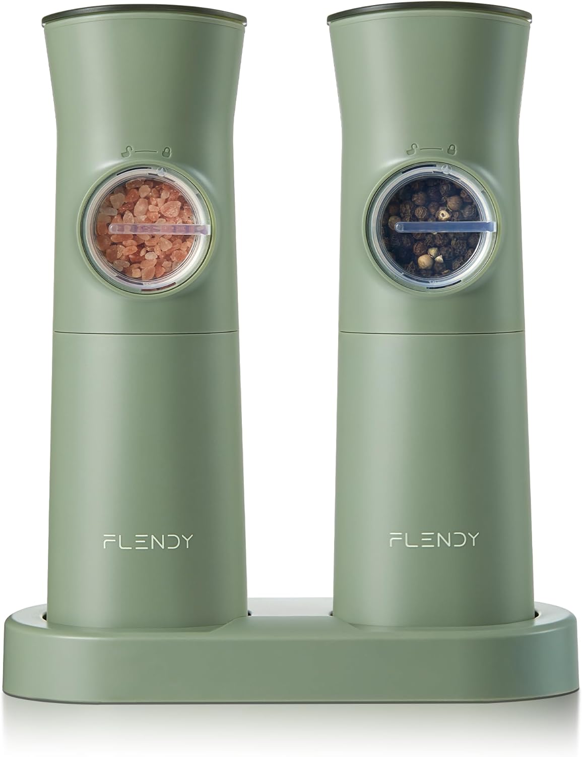 Flendy Gravity Electric Salt and Pepper Grinder Set Rechargeable, Automatic Salt and Pepper Grinder Set with USB C Charging Base, Gravity Salt and Pepper Shakers Set Electric