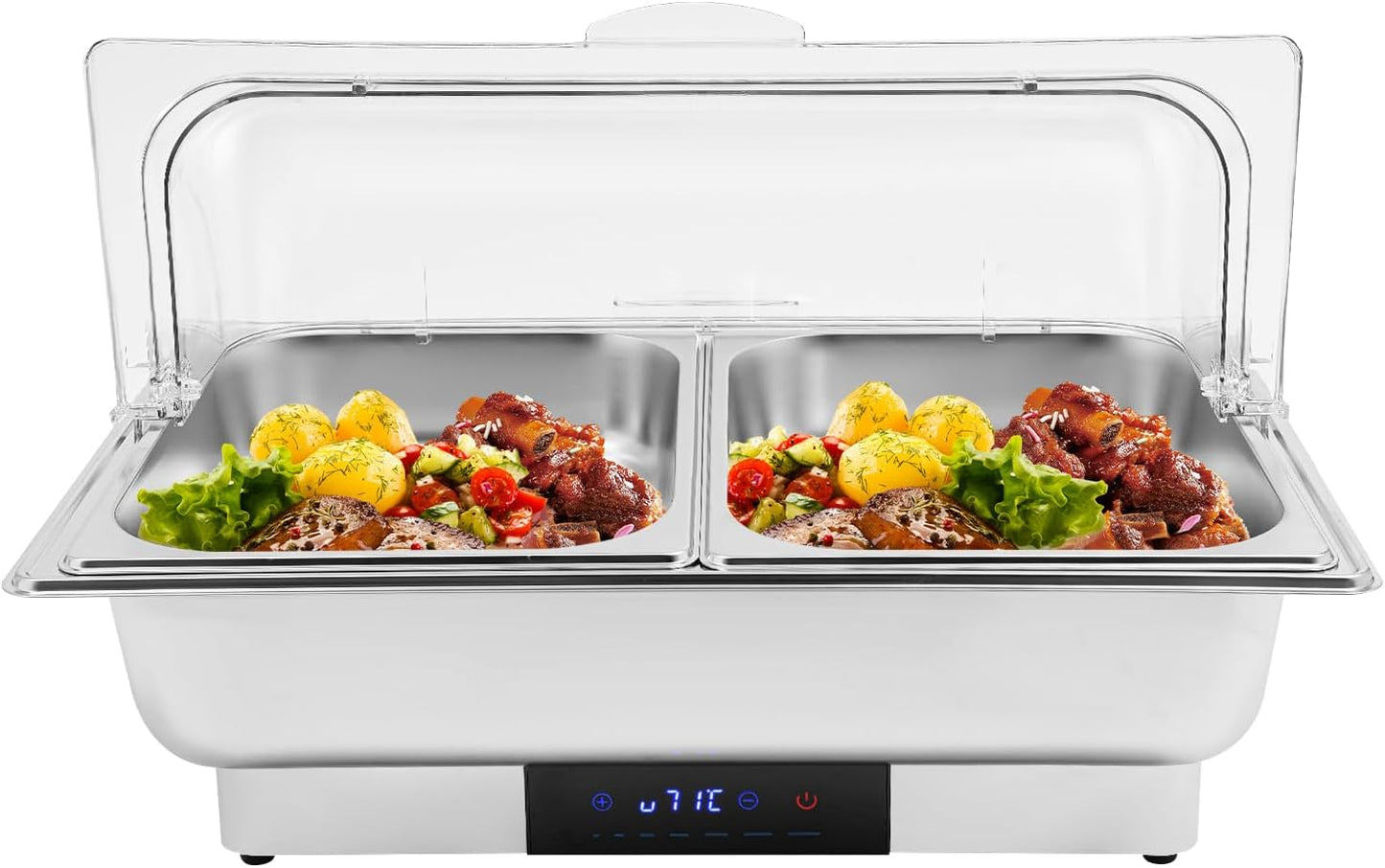 Electric Chafing Dish, Buffet Warmer for Catering w\/Temp Control & Display, Stainless Steel Food Warming Container for Party, Banquet, Catering (2 Pans)