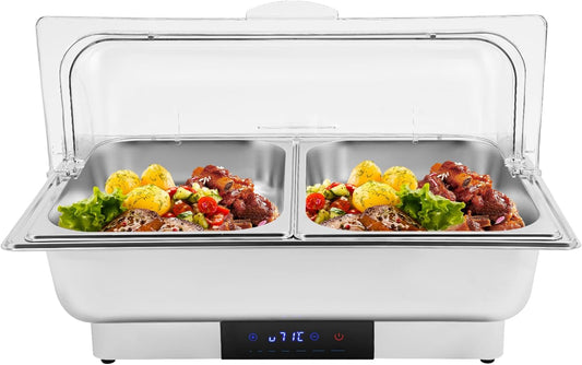 Electric Chafing Dish, Buffet Warmer for Catering w\/Temp Control & Display, Stainless Steel Food Warming Container for Party, Banquet, Catering (2 Pans)