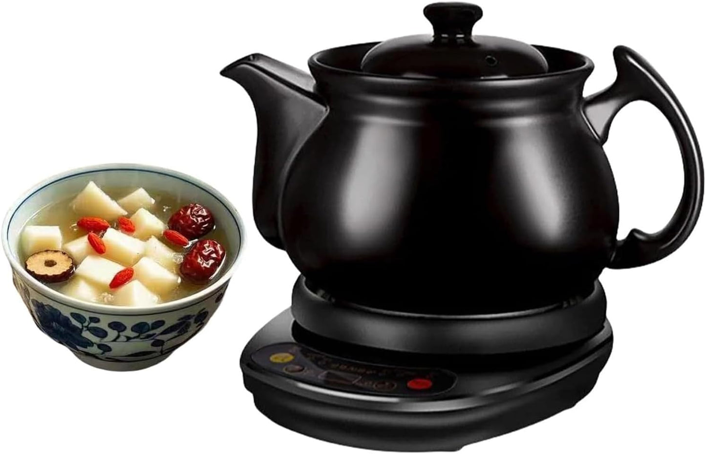 GRIPITHPY Electric Chinese Medicine Pot, Ceramicautomatic Herbal Decoction Pot with Auto-Boil, Intelligent Heat Preservation for Decoction Tea Soup Making (2L, Black)