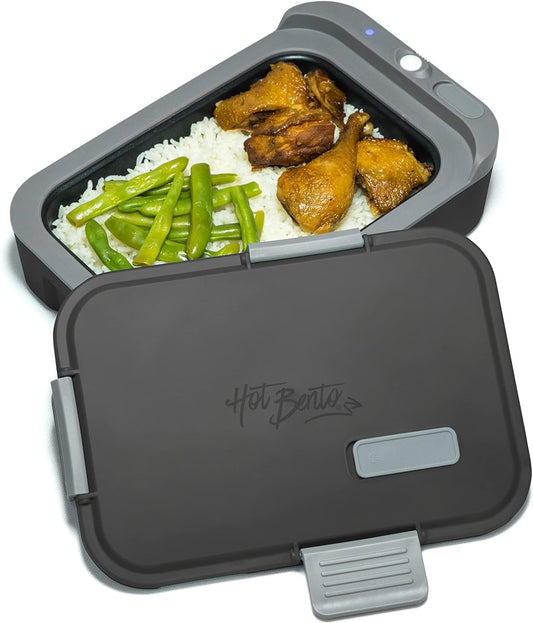 Hot Bento \u2013 Self Heated Lunch Box and Food Warmer \u2013 Battery Powered, Portable, Cordless, Hot Meals for Office, Travel, Jobsite, Picnics, Outdoor Recreation, Kitchen Meal Prep, Black