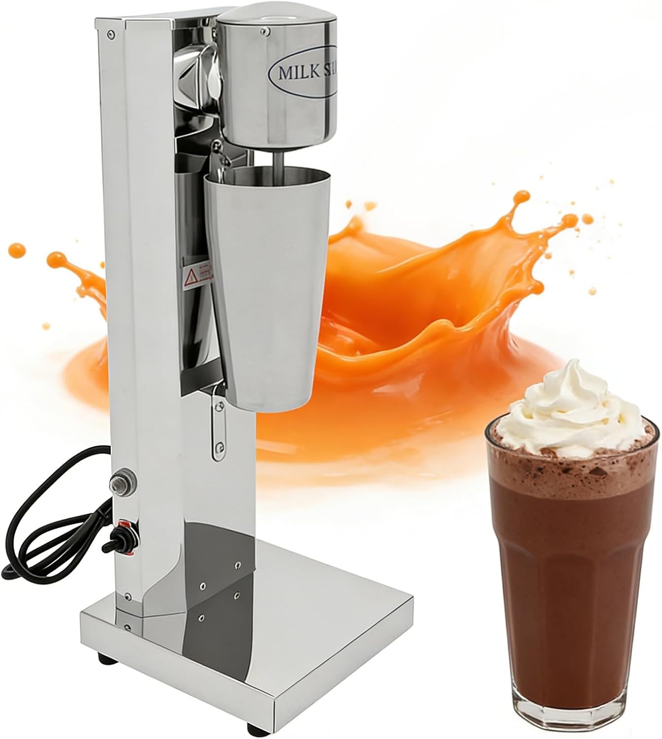 180W 110V Single-Head Milkshake Maker, 650ML Commercial Milk Shake Machines, 2 Gears Polishing Stainless Steel 18000RPM Pure Copper Motor Electric Mixers w\/Double Disc Mixing Shaft(180W 650ML)