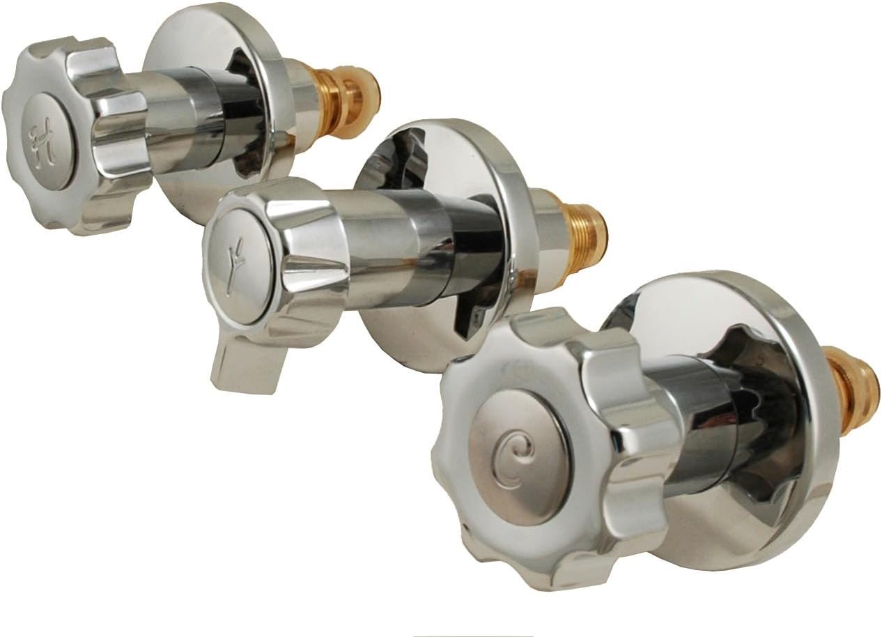 Shower Repair Kit, for 3-handle Shower Valve, Fit Price Pfister Crown Imperial, Chrome Finish -By PlumbUSA