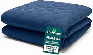 FurHaven Dog Bed Cover Replacement, Sofa-Style Design with Soft Quilted Sleep Surface for Cozy Comfort, Machine Washable, Jumbo Plus XXL, Quilted Fabric, Navy Blue